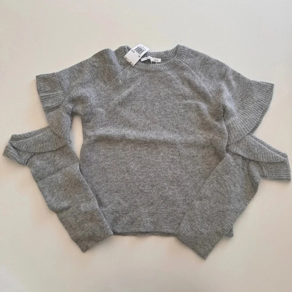 Revolve- Endless Rose- NWT-Cut Out Sleeve- Romantic Sweater- Mohair-Grey- M - Picture 1 of 13